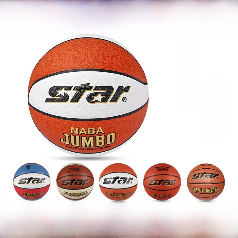 star-basketball-indoor-youth-women's-competition-ball-soft-leather-anti-slip-pu-wear-resistant-size-6-flower-ball