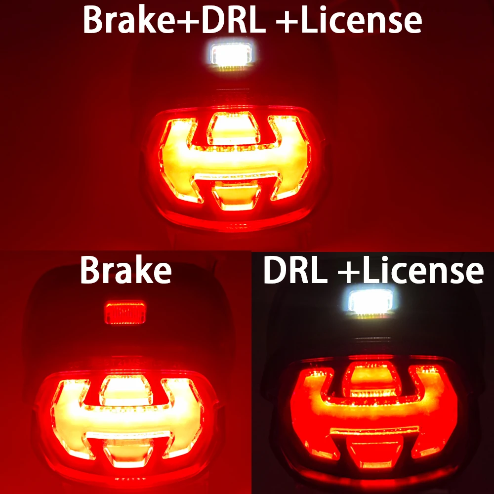 DOT LED Taillight For Harley Sportster XL 883 1200 Super Low Custom Motorcycle Rear Tail Brake Lamp License Plate Light DRL 4