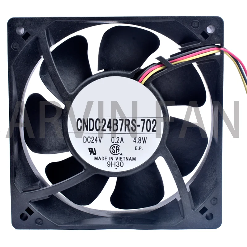 

CNDC24B7RS-702 12cm 120mm Fan 120x120x38mm DC24V 0.20A 4.8W 3 Lines, Double Ball Bearing, Silent Inverter Server Cooling Fan