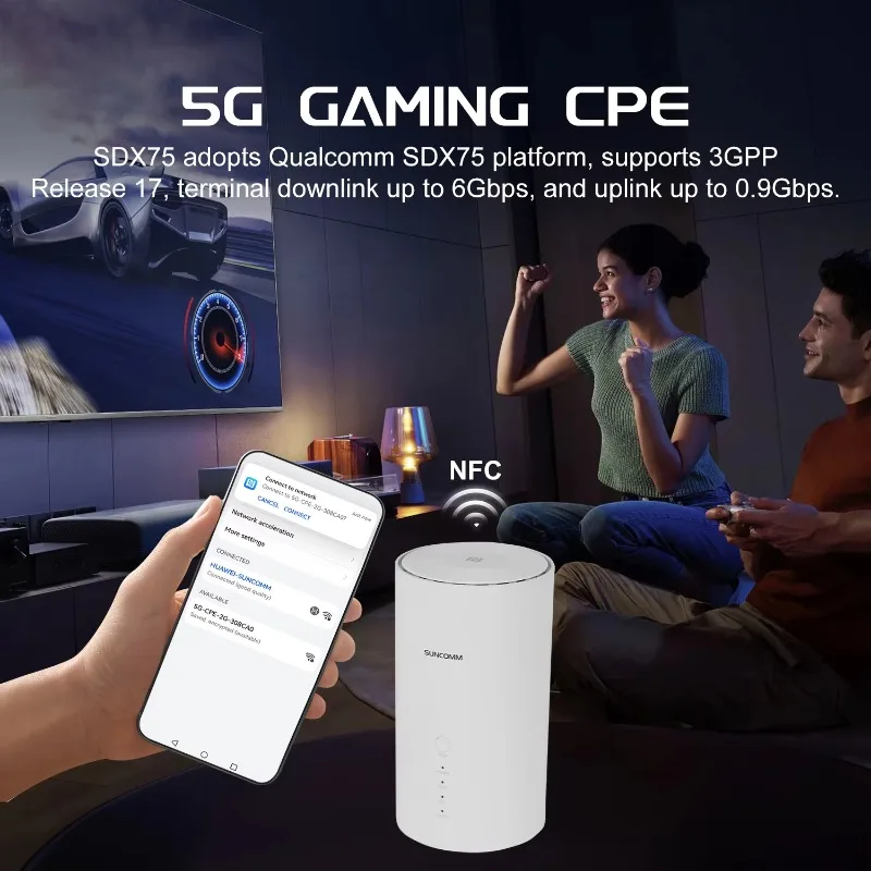 SDX75 5G CPE WiFi 7 ثنائي النطاق BE7200 شبكة منزلية CAT20 دعم NFC VoLTE VoIP VPN قفل الخلية TTL قفل الشبكة 5G راوتر