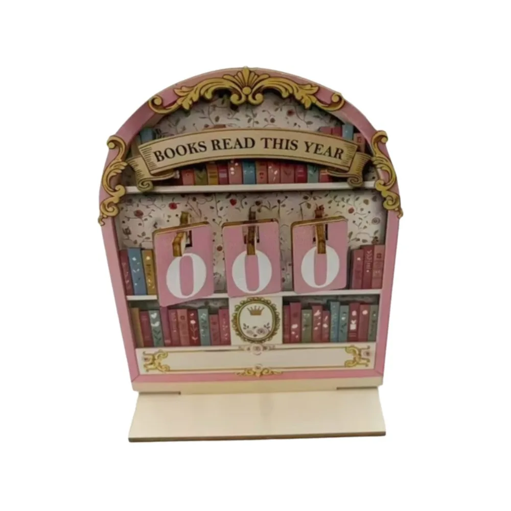 Classic Wooden Reading Challenge Tracker Handmade Retro Reading Book Signage Household DIY Bookshelf Ornament Bookworm