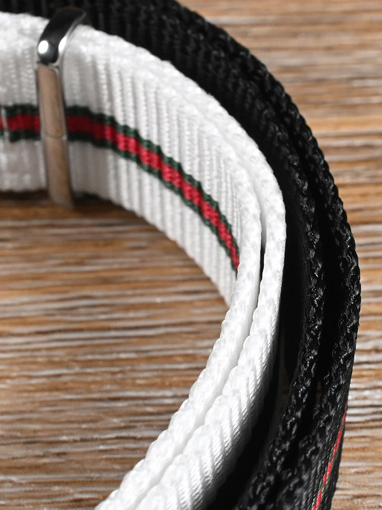 San Martin Striped Pattern Nylon Replacement Watch Strap Logo Pin Buckle In 20mm Width Watchband Fashion Correa Reloj BD0015