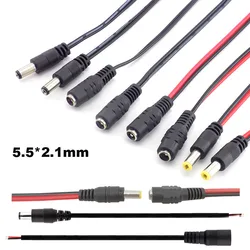DC Power Jack Wire Female Male Connector Socket Plug 5.5*2.1mm Adapter DC Cable 12V DIY LED Strip Tape Light CCTV Camera