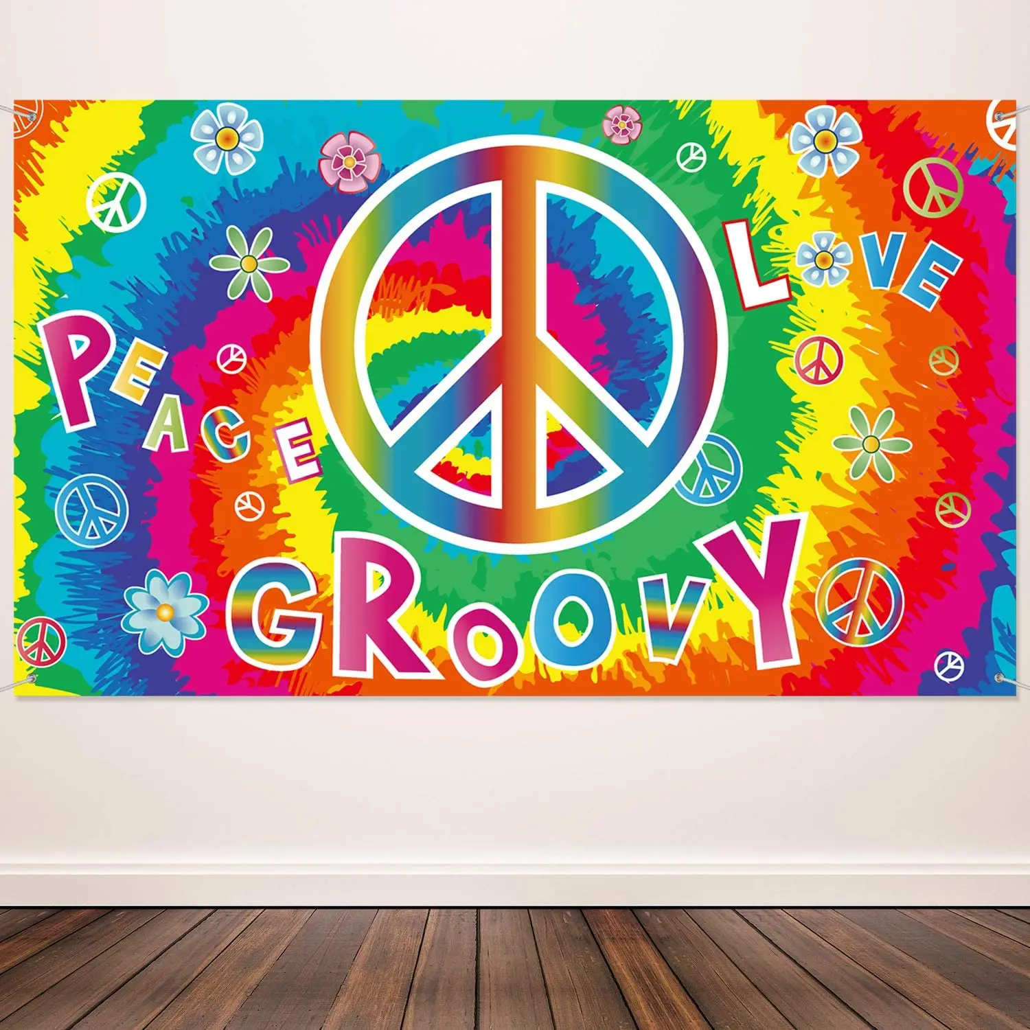 

60's Carnival Banner Hippie Theme Party Photography Backdrop Scene Wall Decoration Kit Peace And Love For Large Background