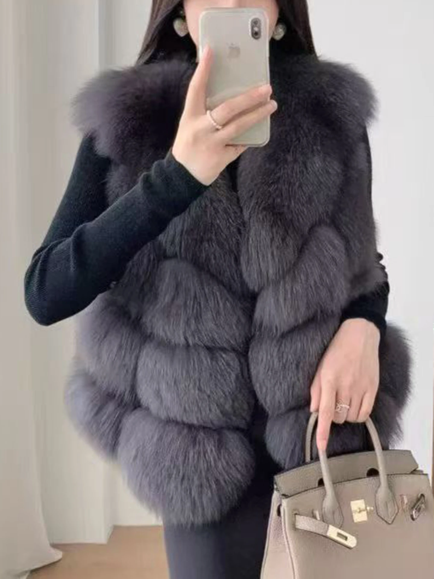 

Trendy Plu Fur Vest Women's Winter New Sle V-ne Warm Versatile Slimming Bread Sle Korean Sle Faionable Outerwear