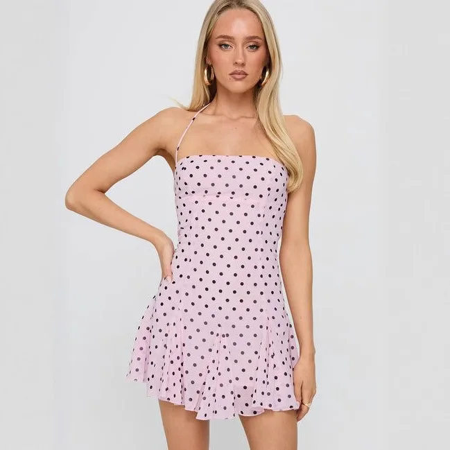 Sexy Backless Polka Dot Sleeveless Tie Waist Dress Summer Dresses for Women Bodycon Jumpsuit Playsuit