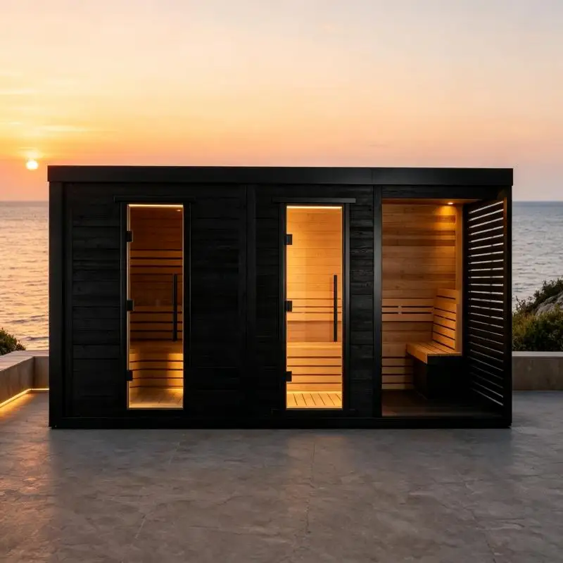 Customized Wooden Sauna Room Indoor Outdoor Steam Cabin Villa Resort Spa Fitness Wellness
