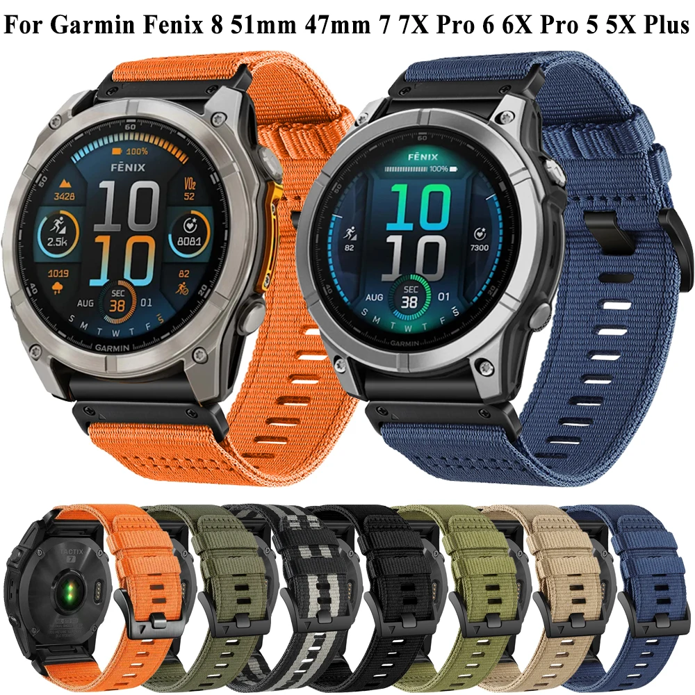 

QuickFit Canvas Watchband 22mm/26mm for Garmin Fenix 8 7 7X pro 6 6X Epix pro 2 5 5X plus Descent G1 mk3i 965 955 Strap Bracelet