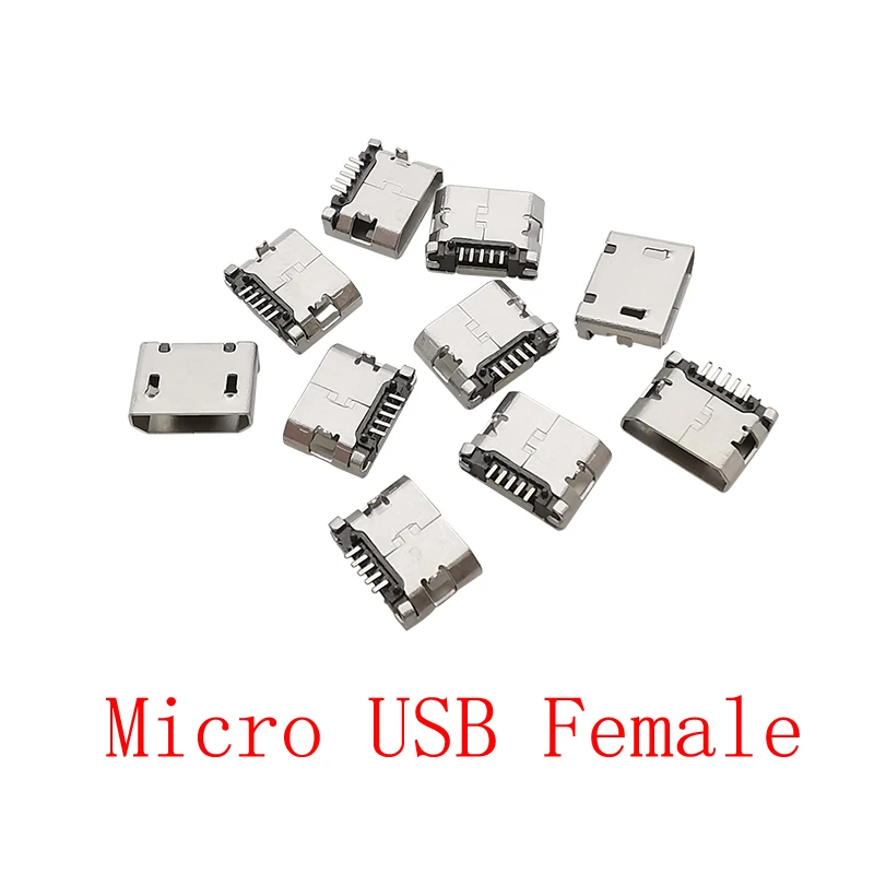 Micro USB Female Jack Connector 5 Pin MicroUSB Socket Adapter For Data Charging Port DIY Projects Repair Replacement