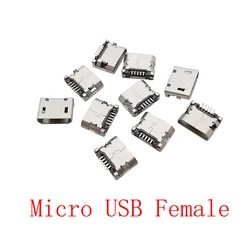 Conector Micro USB hembra, adaptador de enchufe MicroUSB de 5 pines para puerto de carga de datos, proyectos de bricolaje, reemplazo de reparación