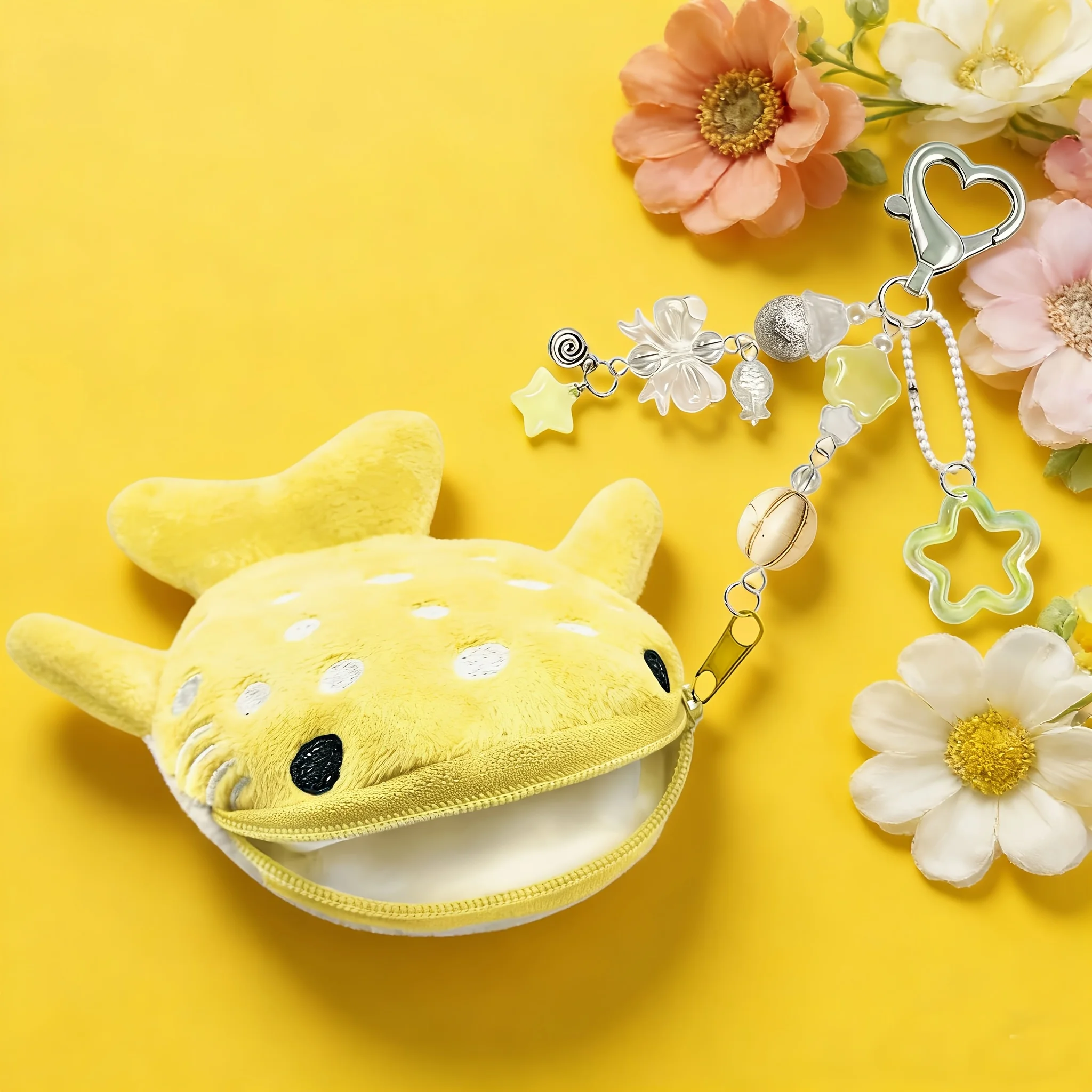 1pc Cute Handmade Whale Shark Plush Zipper Coin Purse Keychain Wallet Gift for Women
