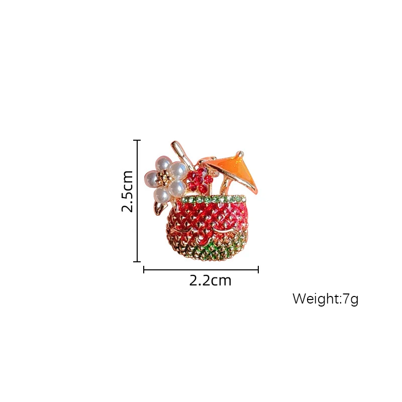 New Korean Cute Coconut Water Brooches Creative Elegant Personality Fashion Lapel Pin Clothing Accessories Corsage For Women