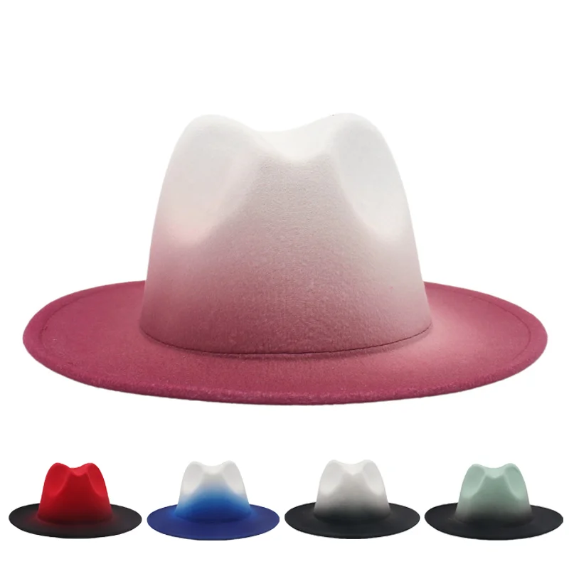 

Artistic French Style Gradient Wool Felt Fedora Two-Tone Jazz Hat for Men Women, Theatrical Performance & Fashion Show Accessory