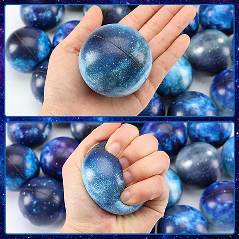 12 Pcs Galaxy Stress Balls,2.5 Inch Space Theme Stress Balls Squeeze Balls Stress Relief Balls For Finger Exercise