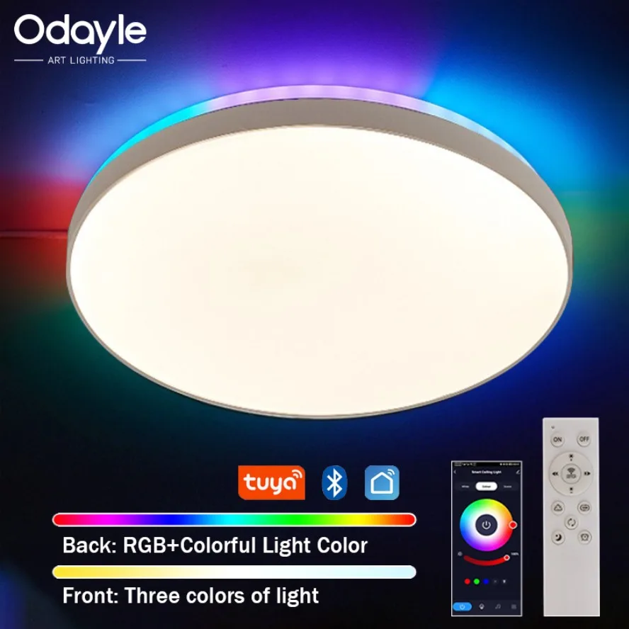 tuya lampada de teto inteligente led com controle remoto regulavel rgb luz domestica sala de estar quarto estudo decoracao iluminacao 01