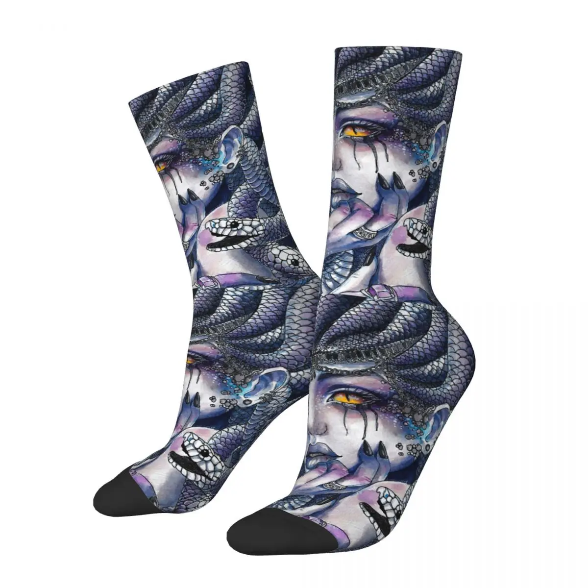 

Crazy compression Sock for Men Medusa The Snake Woman Harajuku Greek Mythology Seamless Pattern Printed Boys Crew Sock Casual