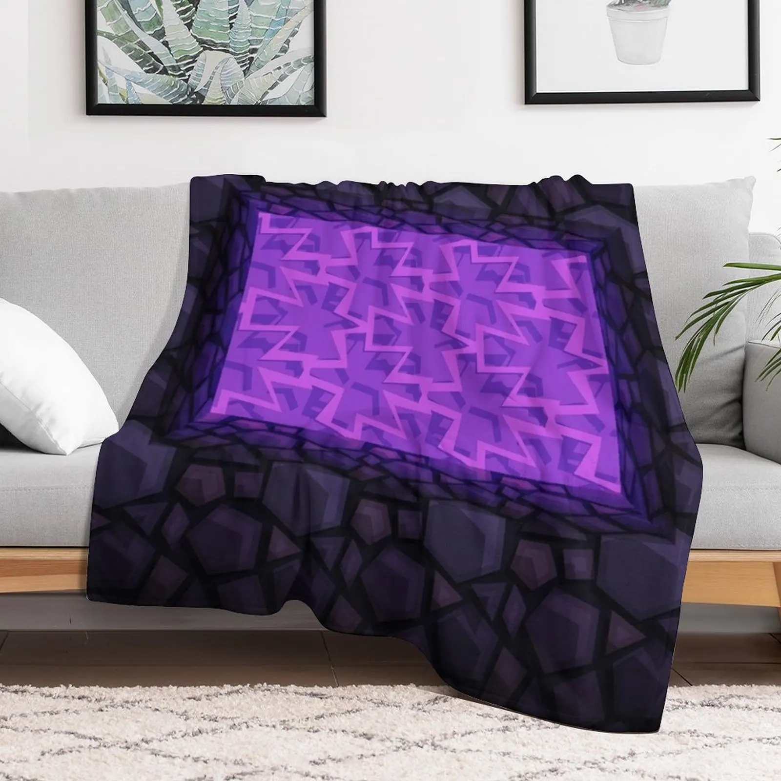 Obsidian Nether Portal - PureBDcraft Throw Blanket Cozy Sofa Blanket for TV Watching Napping