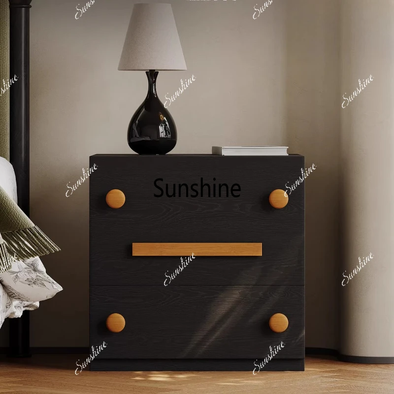 

Italian minimalist solid wood bedside table, bedroom household wall side cabinet, storage cabinet