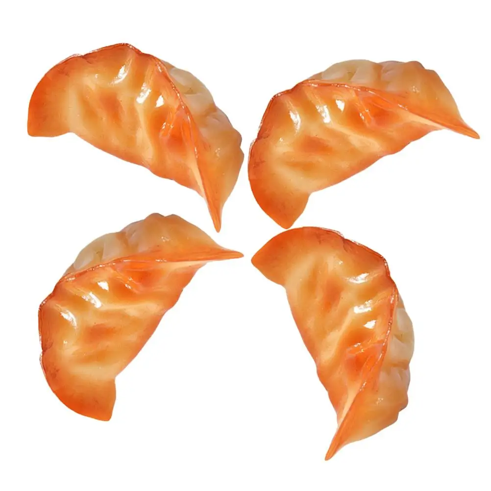 

4 Pcs Simulated Fried Dumplings PVC Food Decor Plastic Model No Buckle Safe Light Wear Resistance DIY Crafts Photo Prop Kitchen