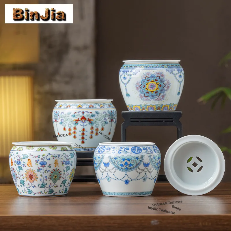 

Doucai Blue And White Porcelain Jianshui Tea Washing Basin Tea Residue Barrel Water Washing Slag Tank Chaxi Cha Decoration