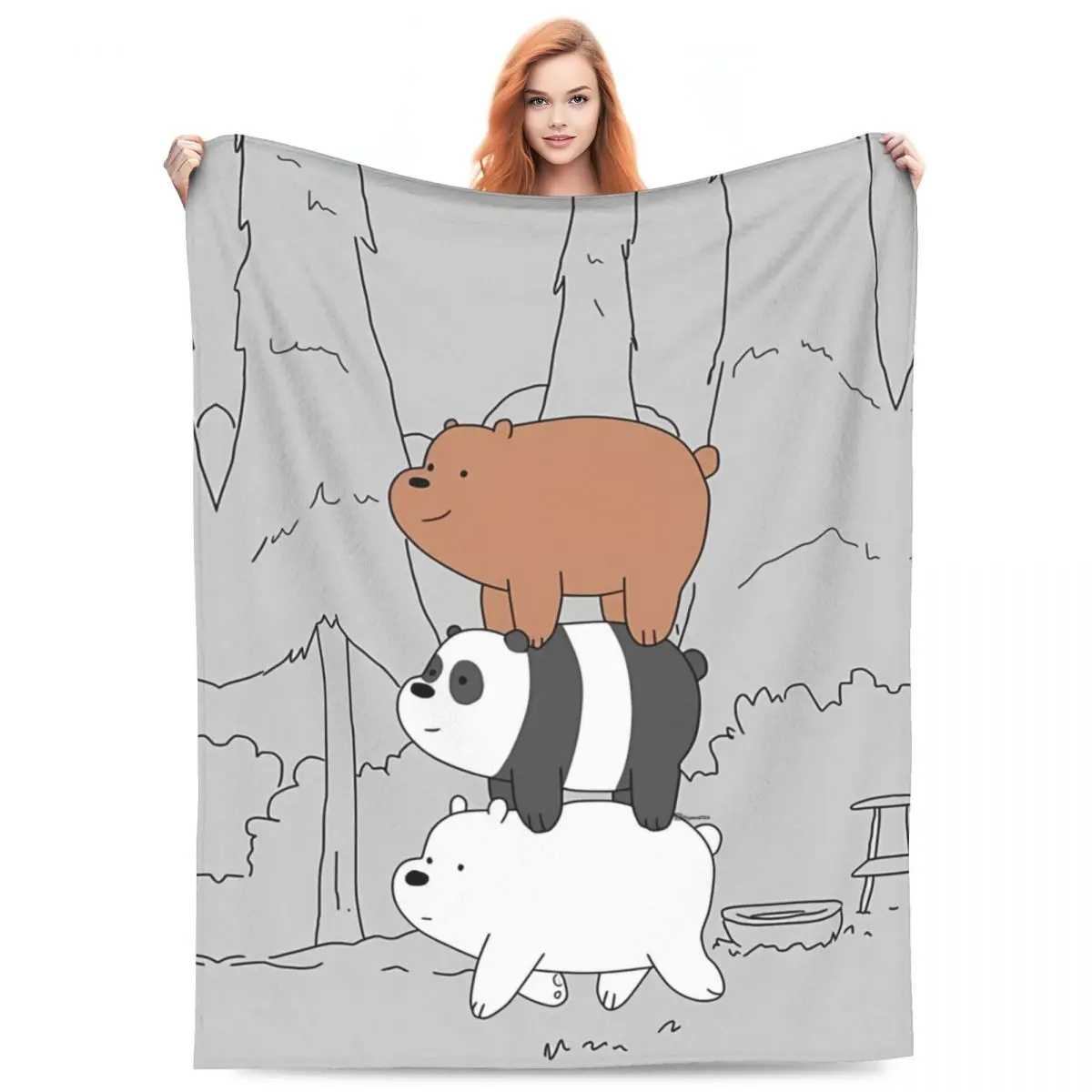 We Bare Bears Warm Soft Blanket Travel Office Plush Throw Blanket Aesthetic Couch Bed Flannel Bedspread Sofa Bed Cover