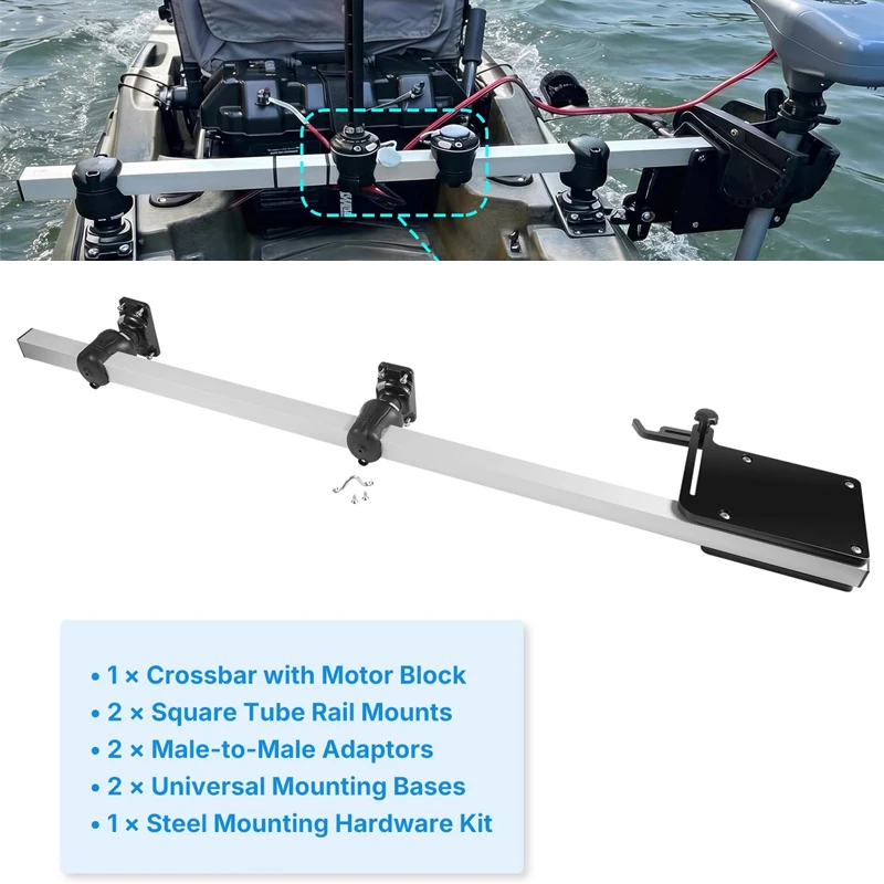 Adjustable Transom Motor Mount Bracke Fits for Most Kayak Clamp-on Electric Trolling Motors Up to 60lbs Thrust ,04-4091-11