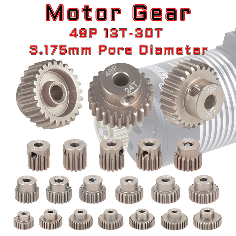 48DP 3.175mm 13t 15t 17t 18T 19t 20T 22T 24T 28T 30T Aluminum Alloy Metal Pinion Motor Gear For 1/10 Rc Model Car Motor