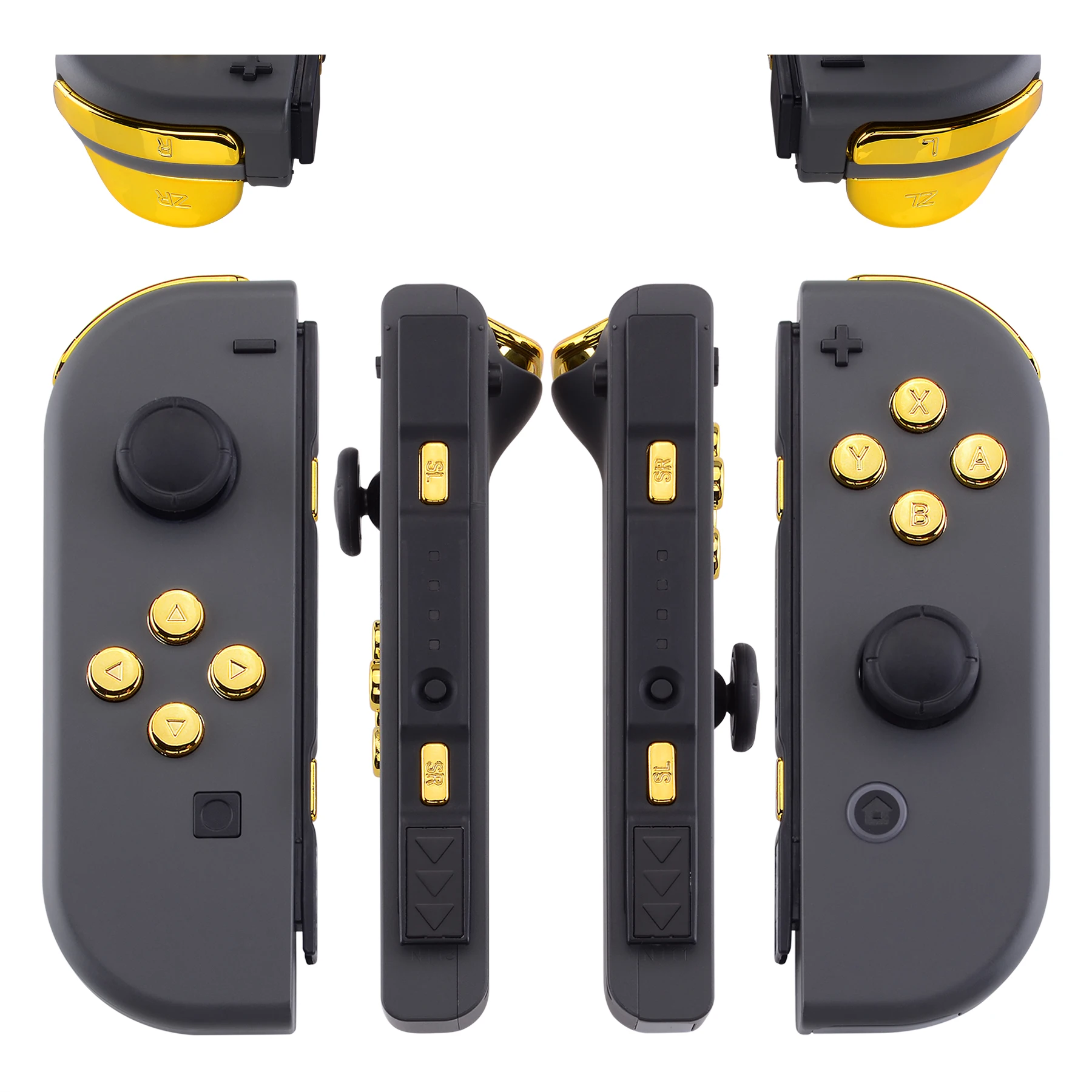 eXtremeRate Full Set Buttons with Tools for Nintendo Switch & OLED JoyCon, Chrome Replacement ABXY SR SL L R ZR ZL Trigger