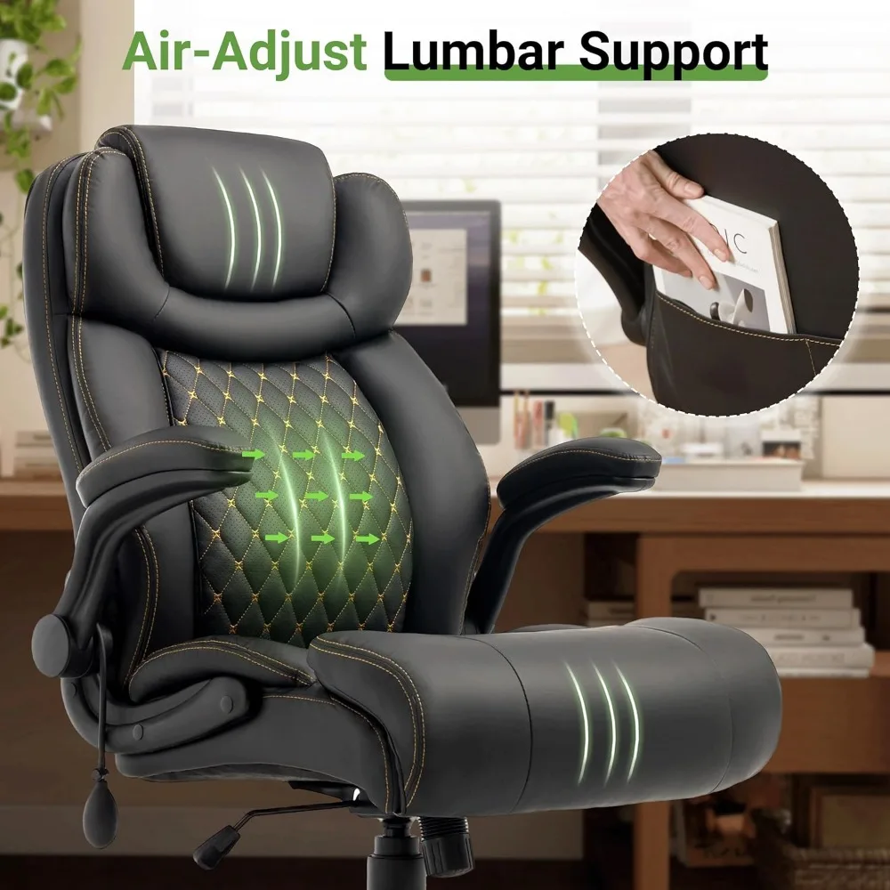 

Office Chair, Big and Tall Executive Chairs with Lumbar Support for Back Pain, Breathable Leather Desk Computer Chair