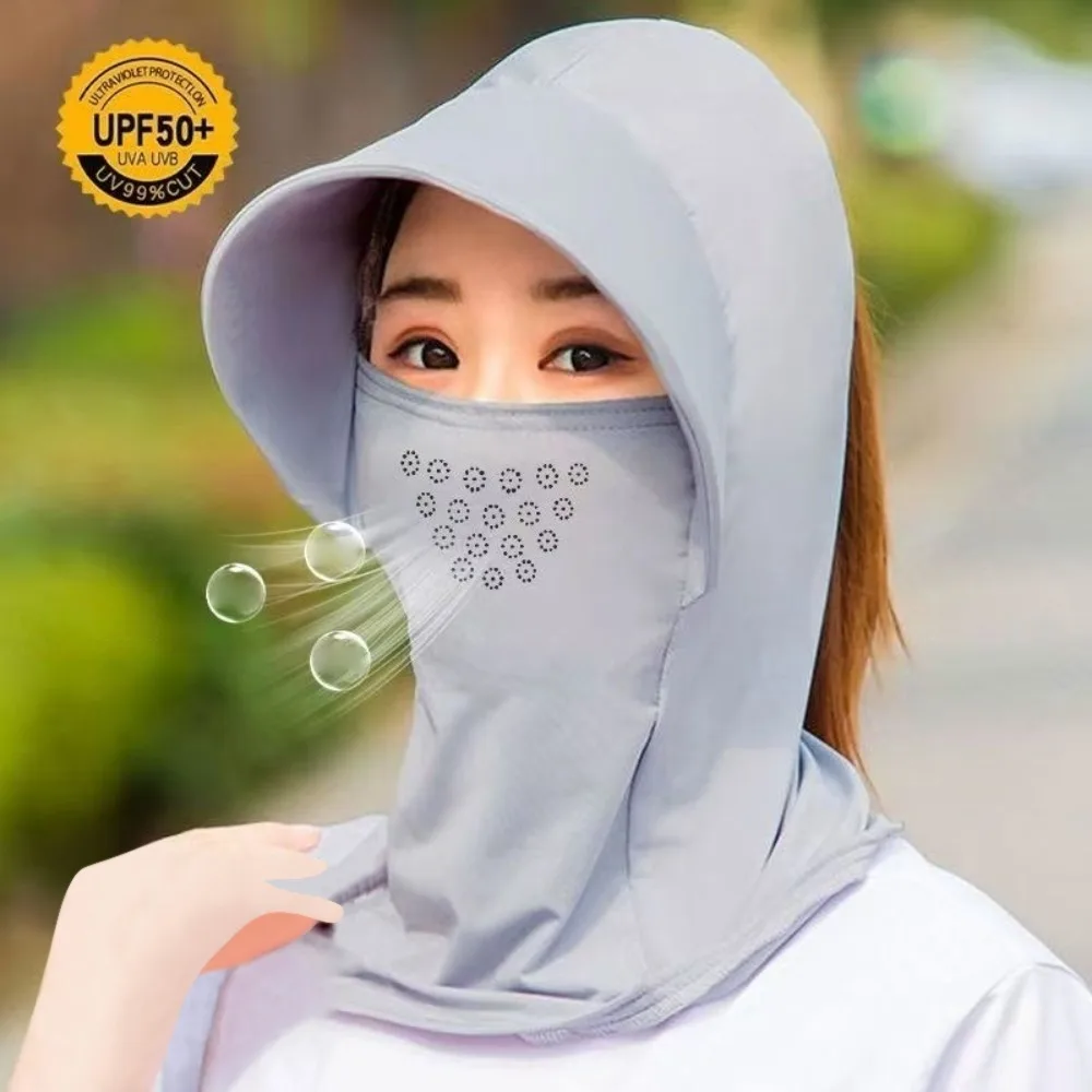 New Breathable Visor Cap Ice Silk with Shawl Mask Cap Summer Cap Cycling