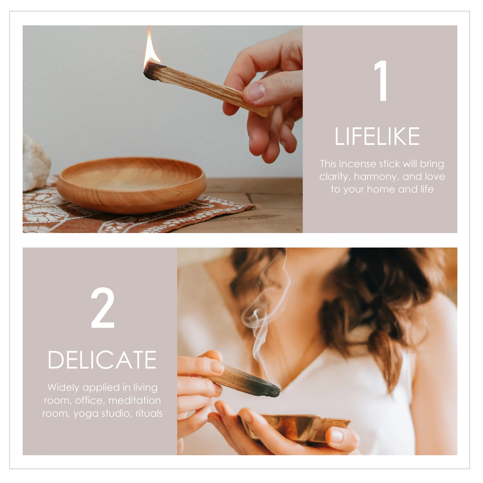 

3pcs Wood Incense Stick Natural Wooden Smudging Sticks Meditation Air Purifying Burner Accessories For Yoga Studio Rituals
