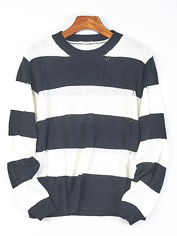 

Korean Sle round Ne Knitted Sweater Women's Thin Long Sve Base irt Spring Autumn Faion Versatile Hollow out Knitwear