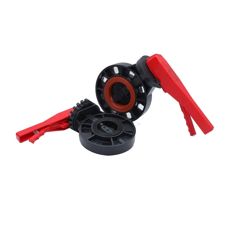 Sanyou brand UPVC chemical dark gray EPDM wafer handle butterfly valve 63-200mm manual sealing butterfly valve