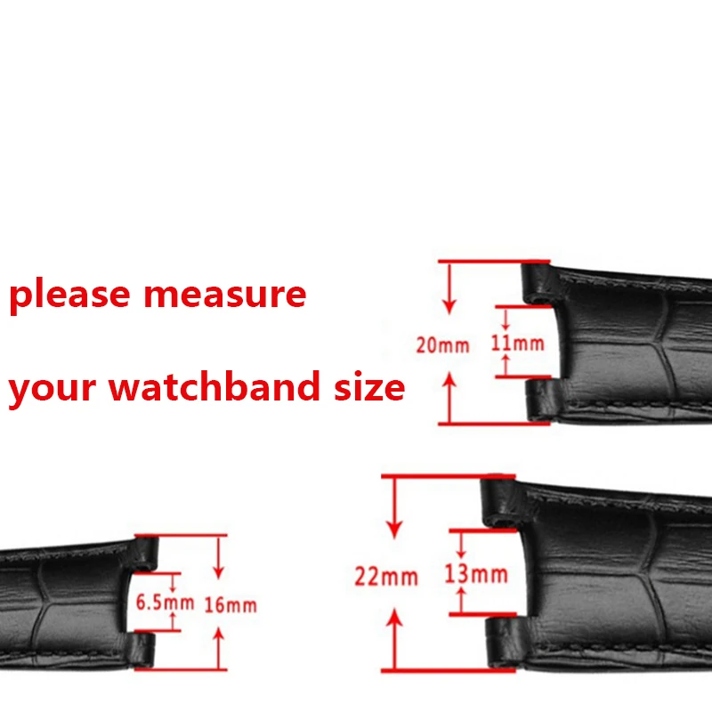 Genuine Leather Watchband For Versace GC Wristband 22mm*13mm 20mm*11mm Notched Strap Men Withstainless Steel Butterfly Buckle