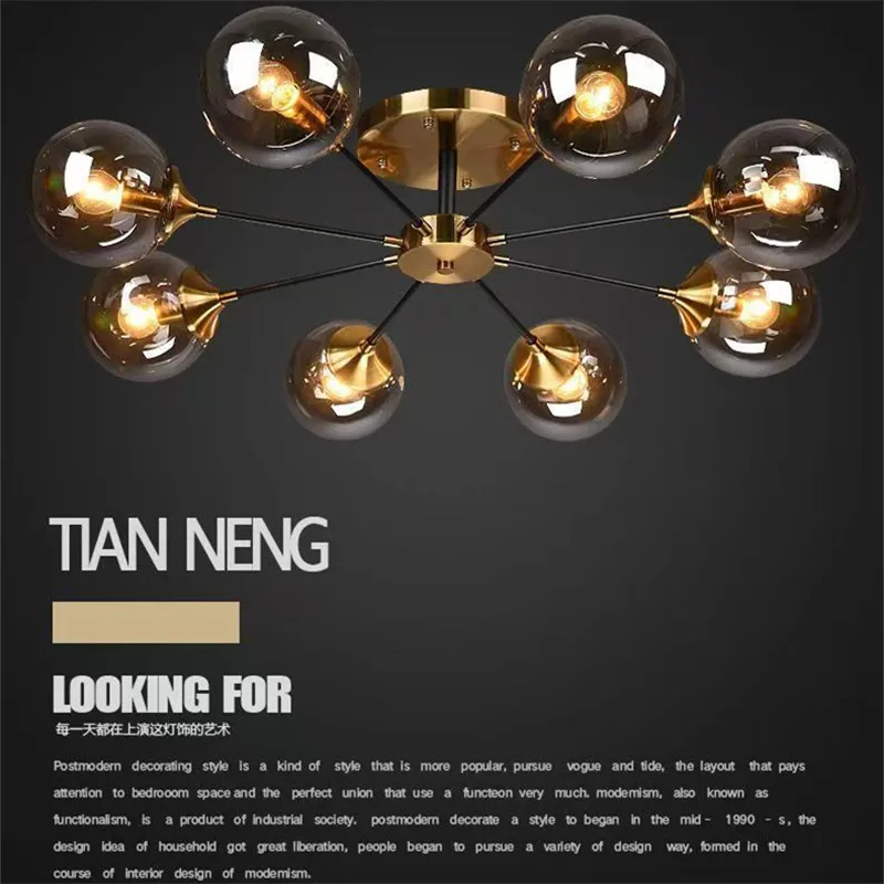 

Modern Glass Ball Chandelier For Ceiling Of Dining Room, Living Room, Bedroom, Home Decoration, Indoor Lighting Fixture