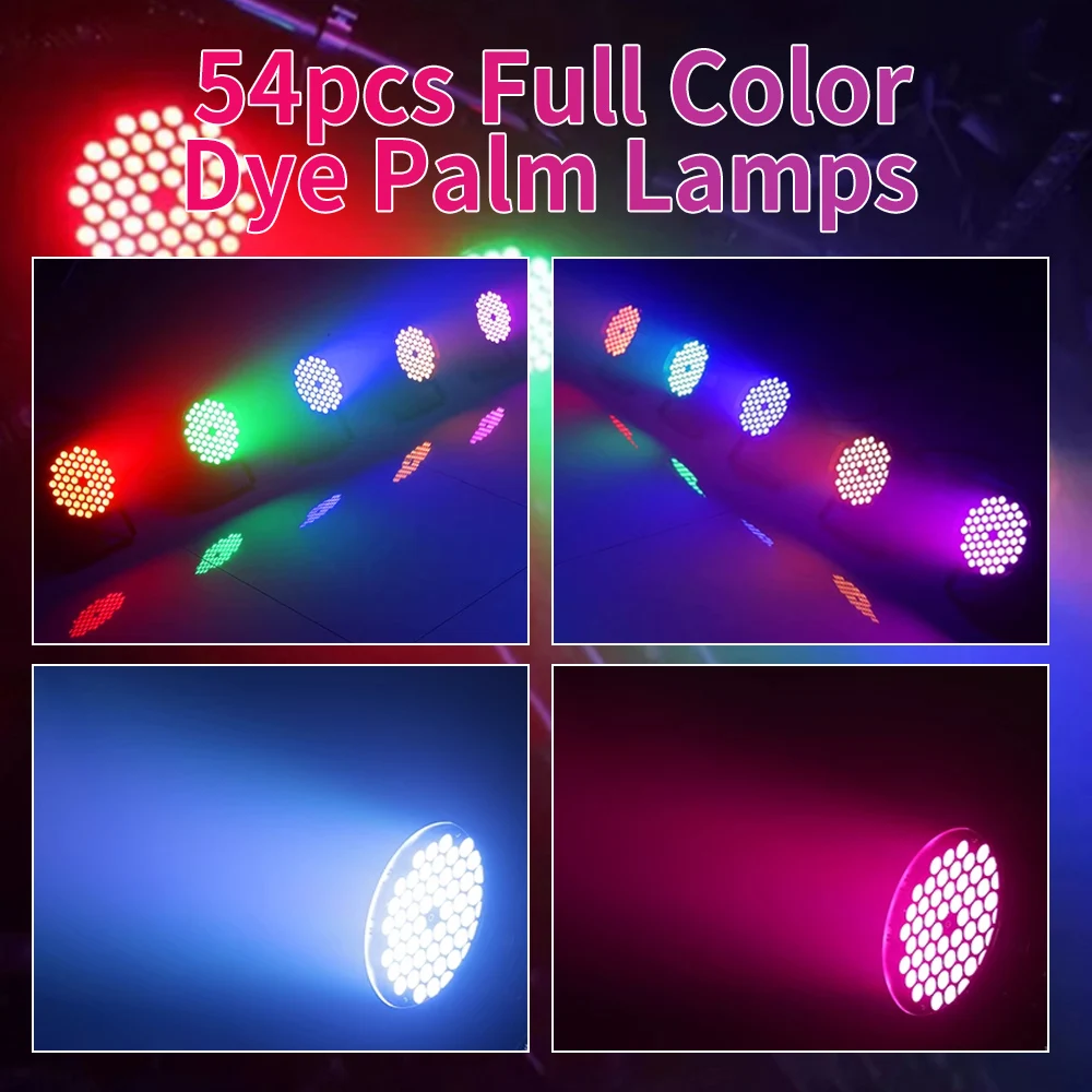 4PCS LED Full Color Par Light RGB Flat Par Light DMX512 Remote Professional Stage Lighting Equipment For DJ Disco Party Bar Club