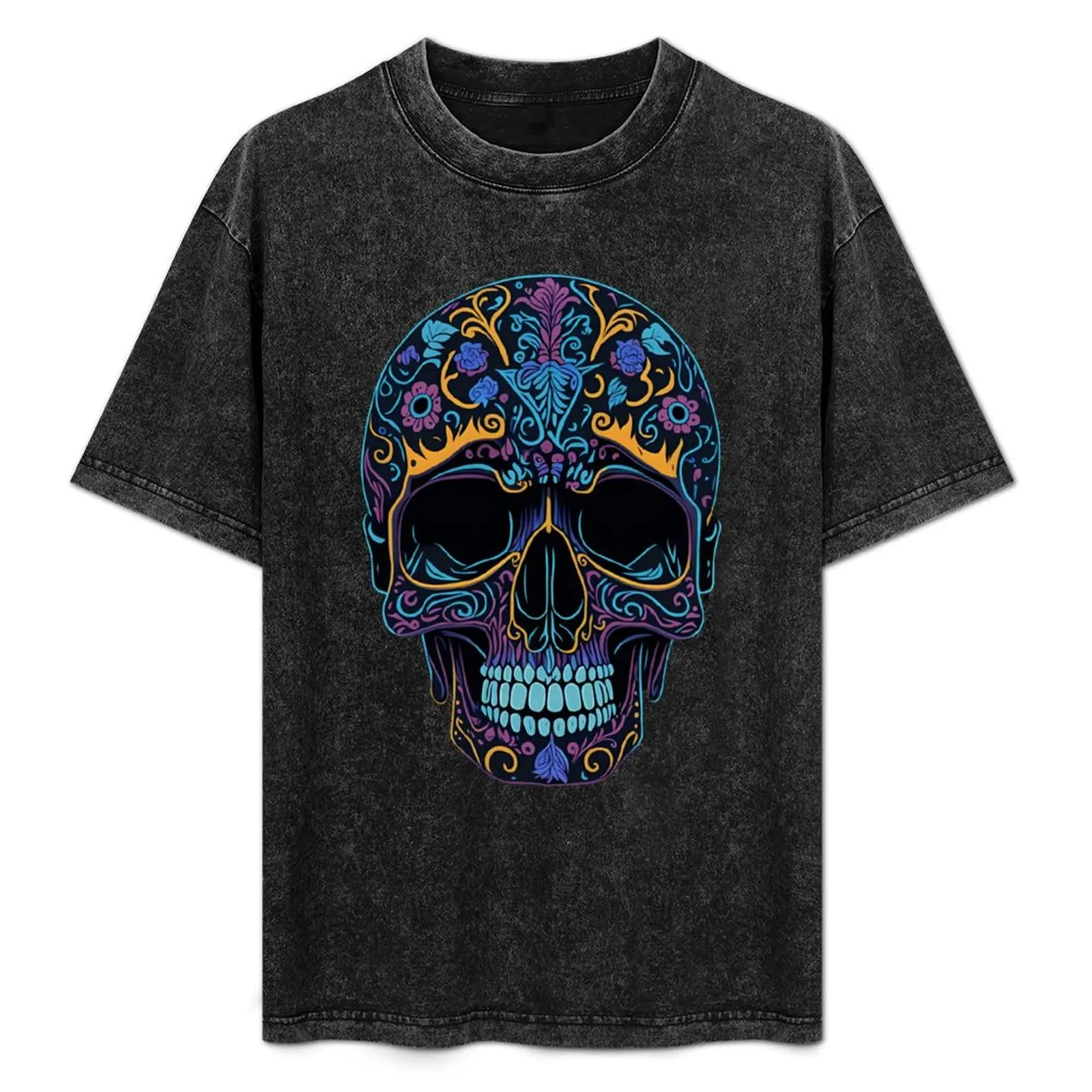 

Day of the Dead Colorful Sugar Skull T-Shirt Creative Graphic Tee Shirt