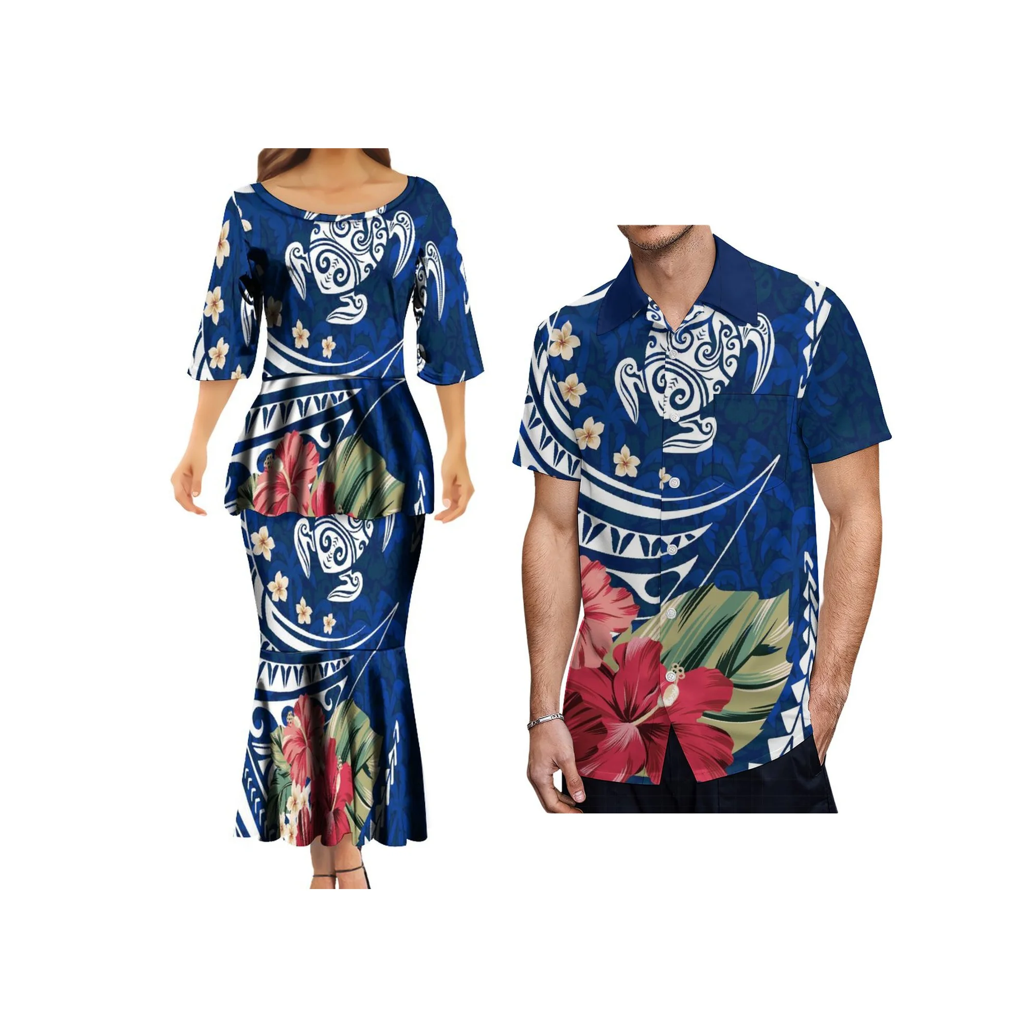 2025 Spring Customized on Demand Dress Samoan Island Design Elegant Dress Polynesian Tribal Women Mermaid Dress