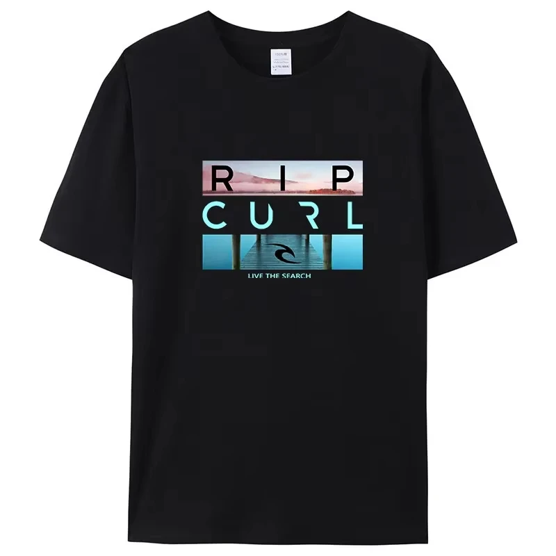 

Мужская футболка с логотипом Rip Live the Search Beauty Curl, летняя мужская футболка с потрясающим качеством 100_, хлопковые белые футболки, мужская новая футболка