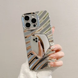 Electroplated Wrinkled Mirror Silver Case For iPhone 16 15 14 13 12 11 Pro Max Soft Armor Lens Full Shockproof Protective Cover