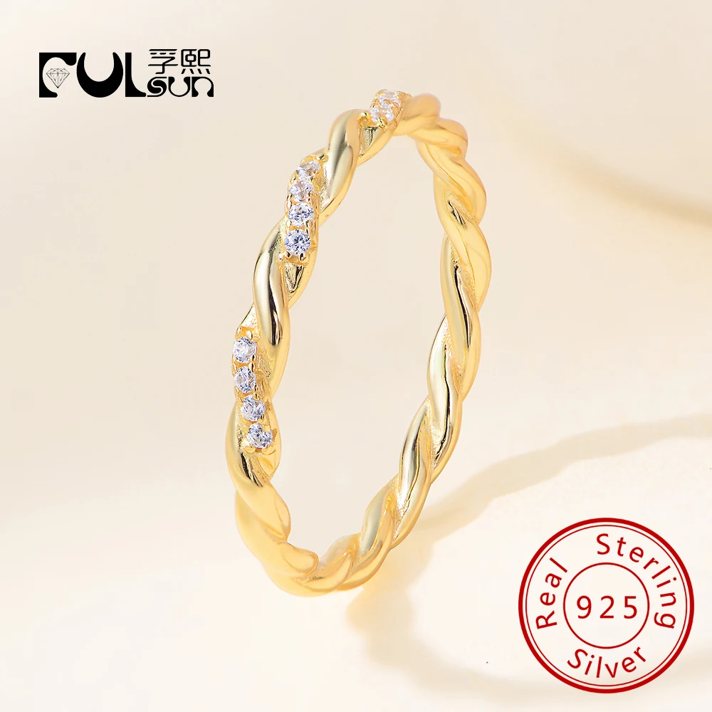

Design 14k Gold Plated S925 Sterling Silver Cubic Zirconia Jewelry Twisted Eternity Brand Ring for Women Wedding Anniversary