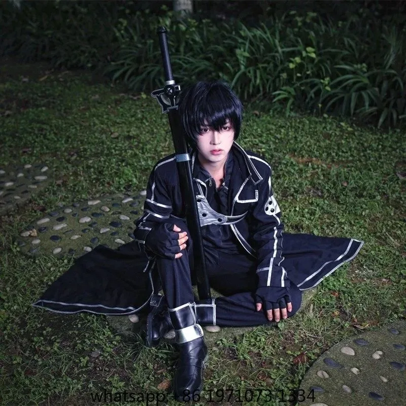 Anime Sword Art Online Costume Kazuto Kirigaya Cosplay Jacket Shirt Pants trench Kirito Uniform Wig Suit Party Outfit for Man