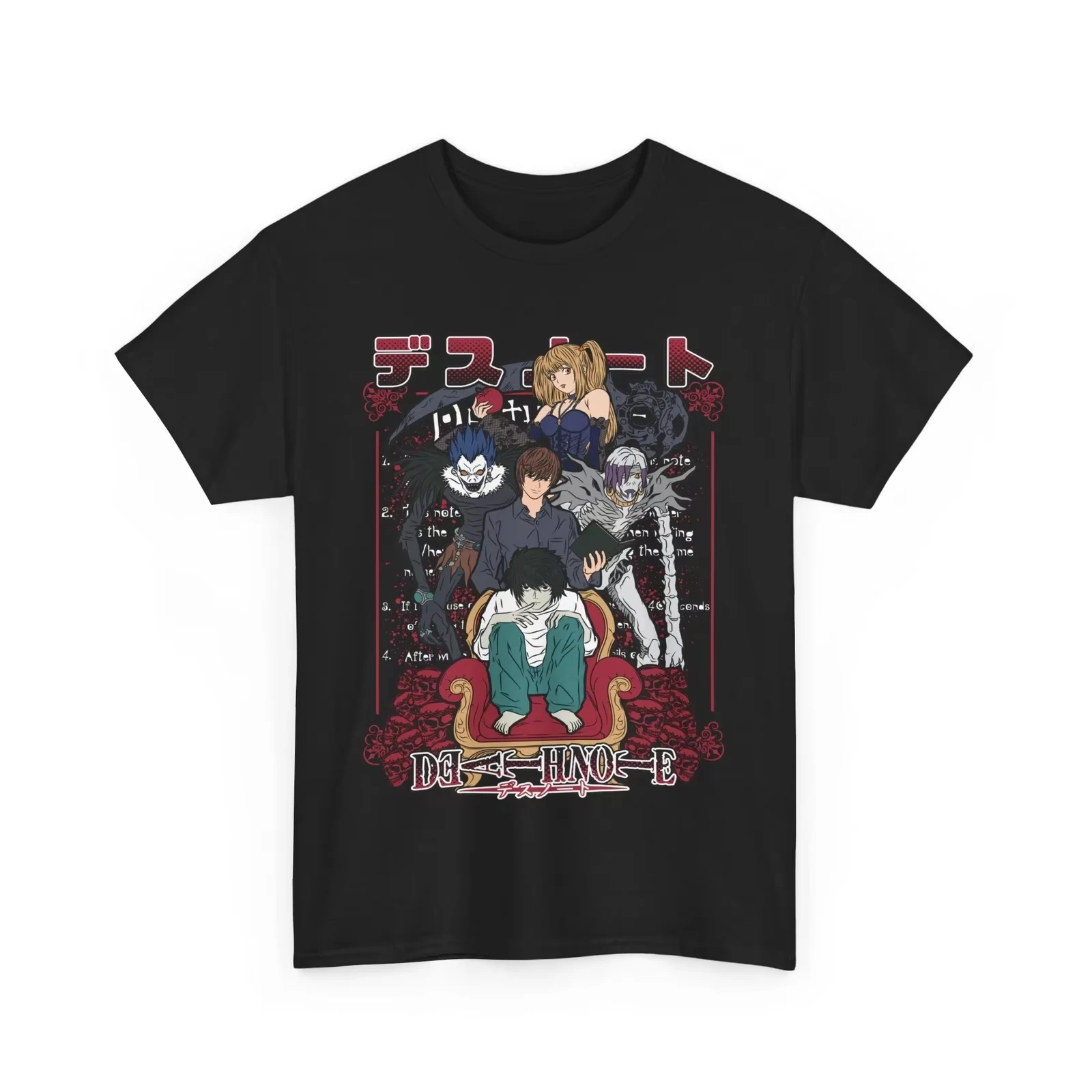 Summer Hot Sale Death Note T-shirt Kira Ryuk Manga with Horror Anime Gift T-shirt Y2K Gothic Cotton Oversized T-shirt Streetwear