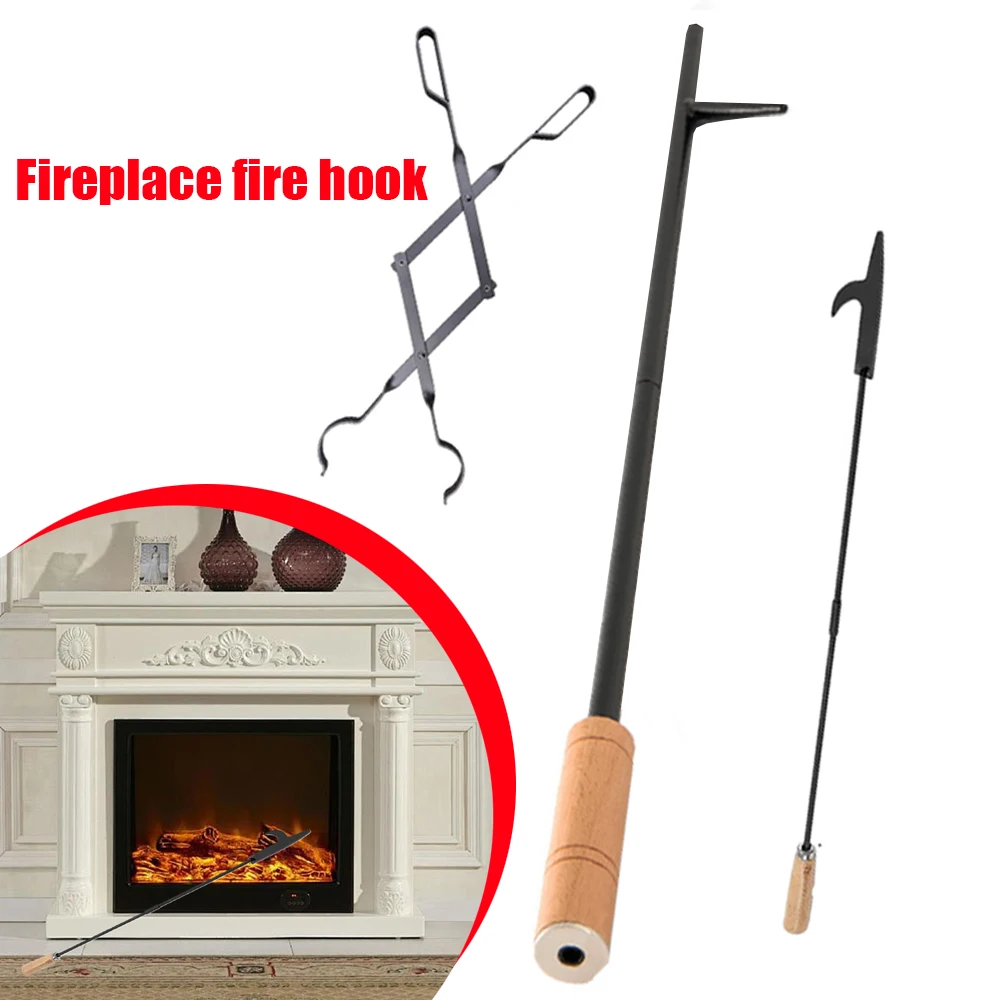 Feuerhaken, Feuerzange, Lagerfeuer, Poker, geeignet für Kamin, Outdoor, Grill, Holzofen, Campingzubehör, Werkzeug, Herd, Kamin