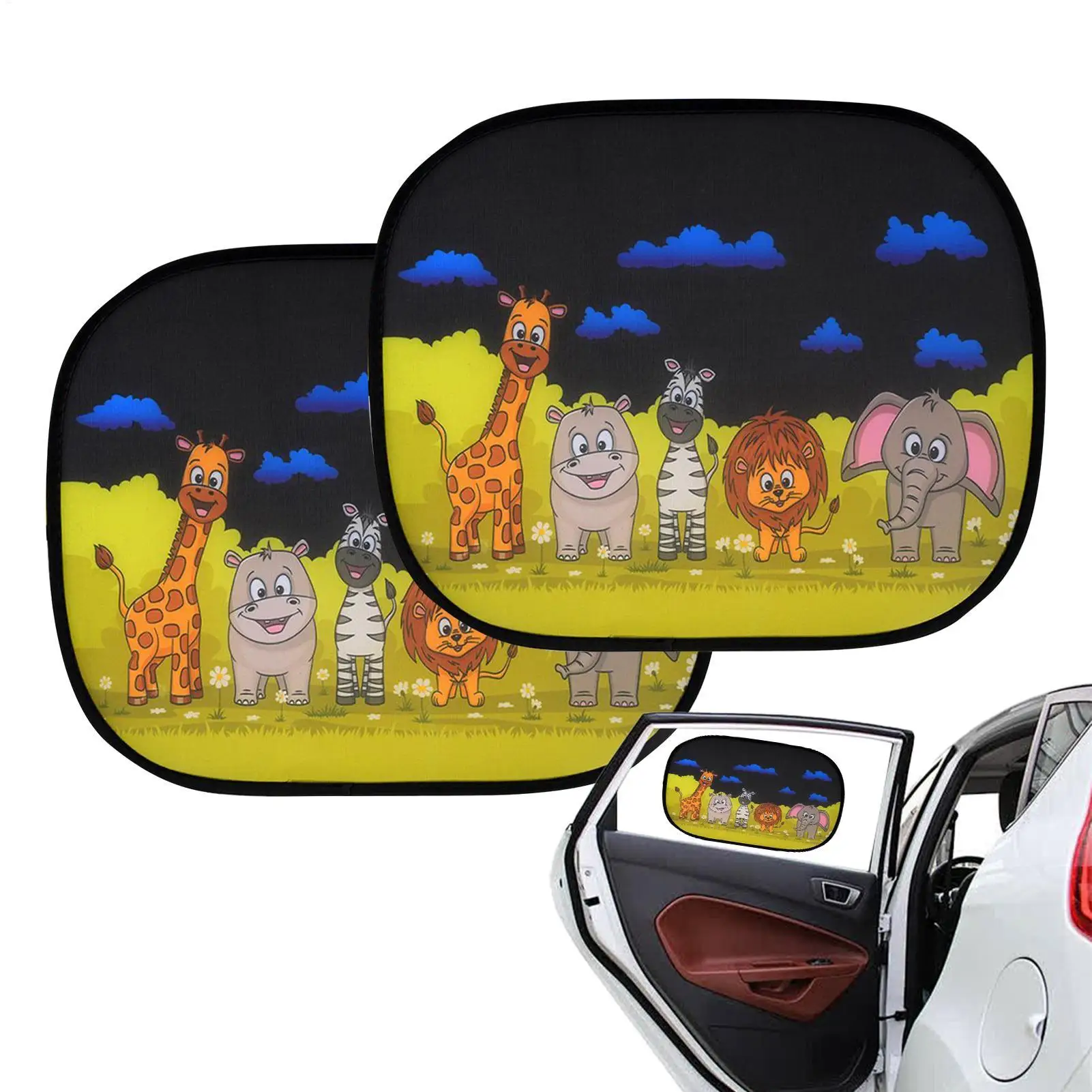

Car Window Covers Car Sun Protection Window Sunshade Cartoon Glare Blocker Mesh Shield Protection Electrostatic Adsorption Auto