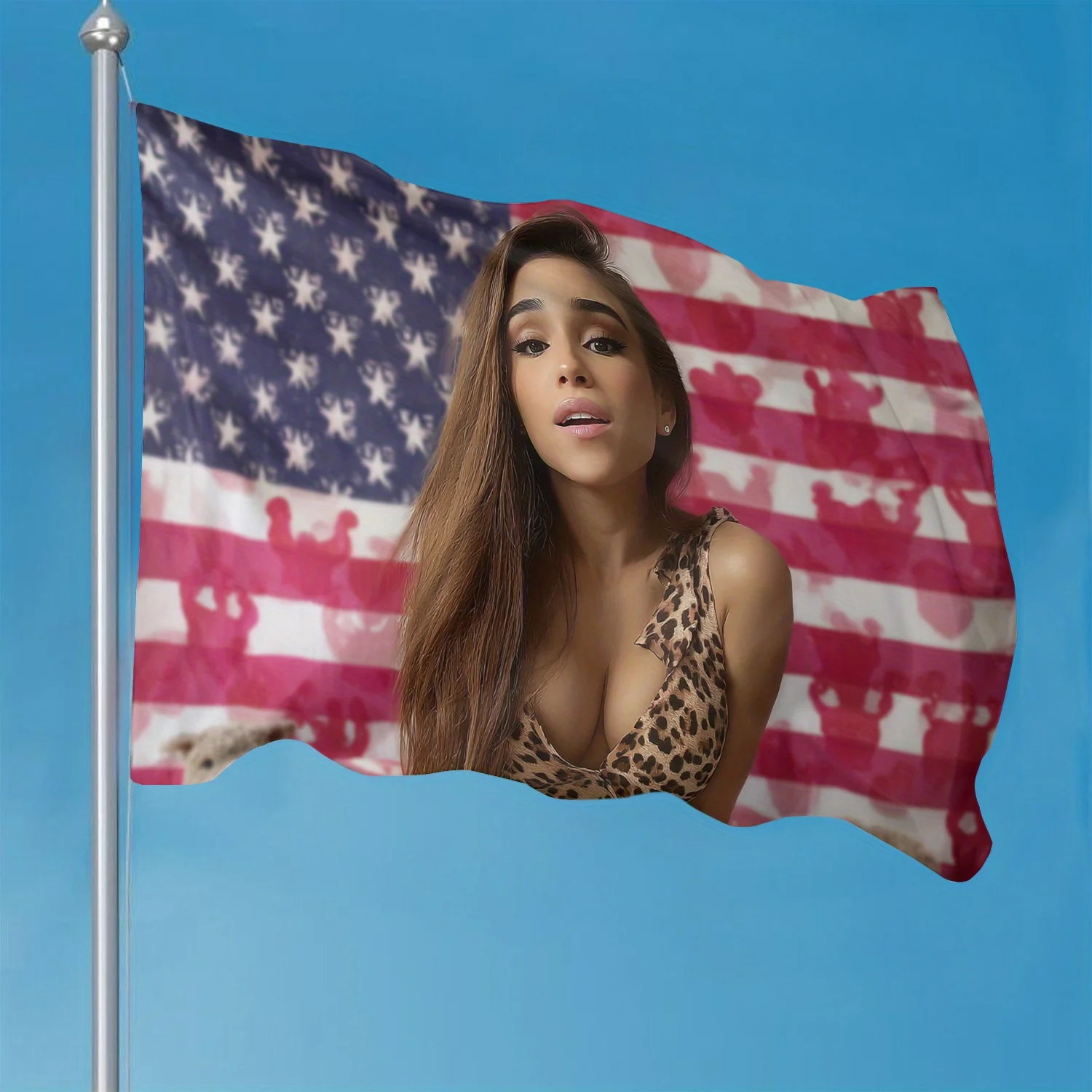 American Flag Woman Image 2D Print Flag Durable Windproof Sunproof Photography Backdrop Banner