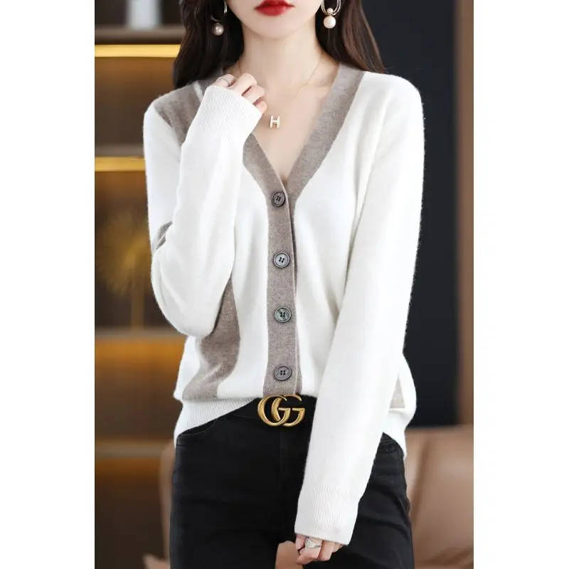 Fashion Button Spliced Knitted Asymmetrical Cardigan Sweater Female Clothing 2022 Autumn New Casual Tops All-match Korean Coat