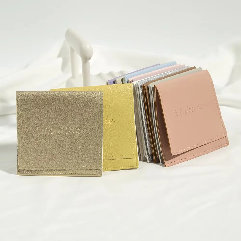 

100pcs Custom Personal Logo Leather Envelope Pouches Jewelry Bags Earrings Necklace Brooch Dustproof Package Handmade Packaging
