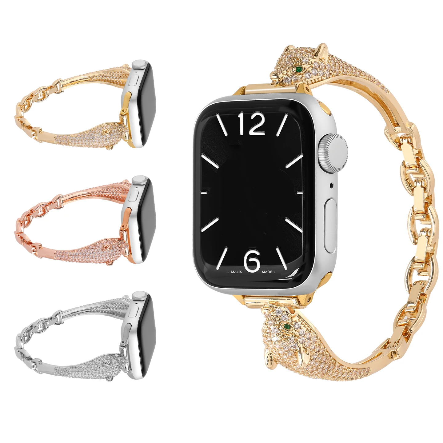 

Высококачественный роскошный металлический ремешок Cheetah для Apple Watch S10 46/42/45/44/41/40/38 мм, ремешок премиум-класса для iwatch, полный спектр Ultra