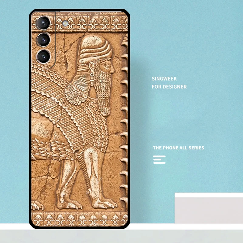 Assyrian Statue lamassu Art Phone Case For Samsung Galaxy S24 Ultra S23 S22 Plus S21 S20 FE S8 S9 S10 Note 10 20 Cover